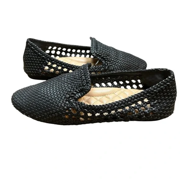 Birdies the Staling black faux leather woven slip on loafers size 8.5 flats - Picture 2 of 9